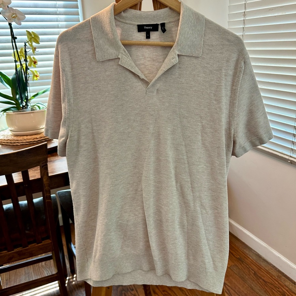 Theory Men's Light Beige Polo Shirt